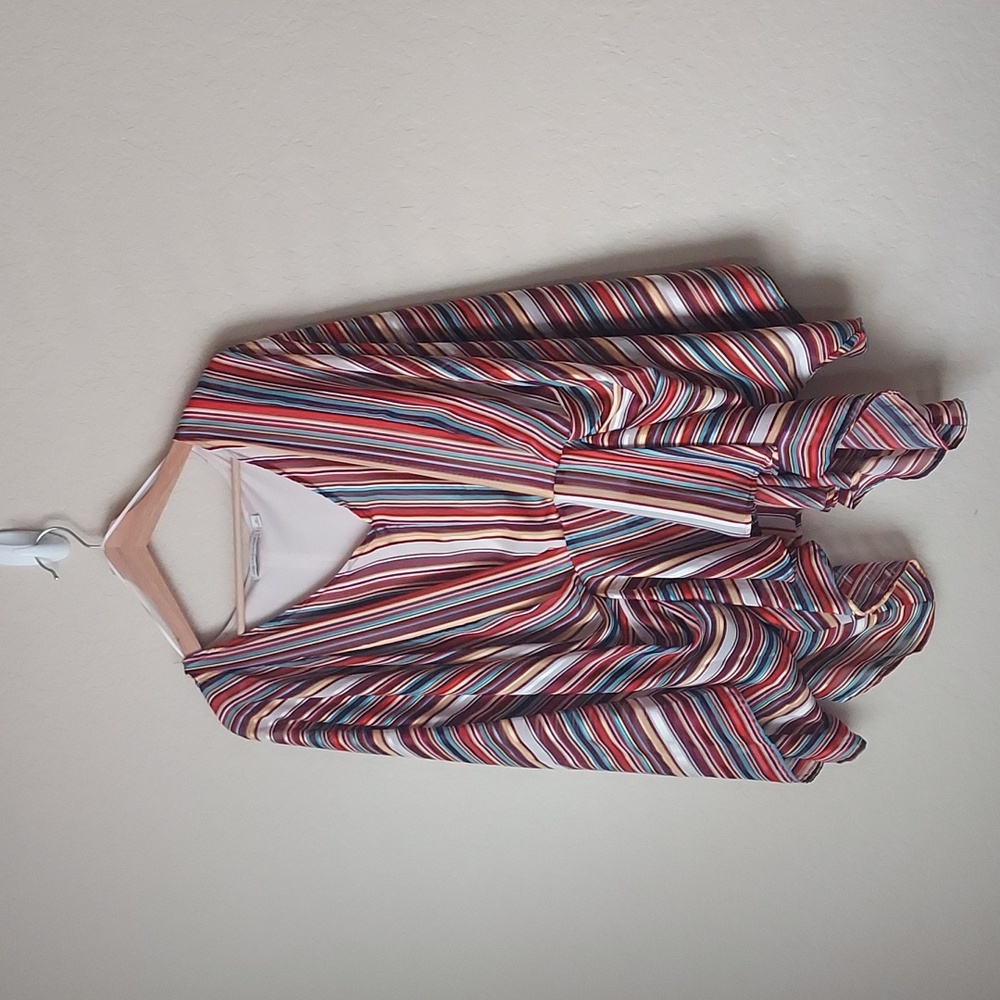 Striped Poncho Sleeve Blouse